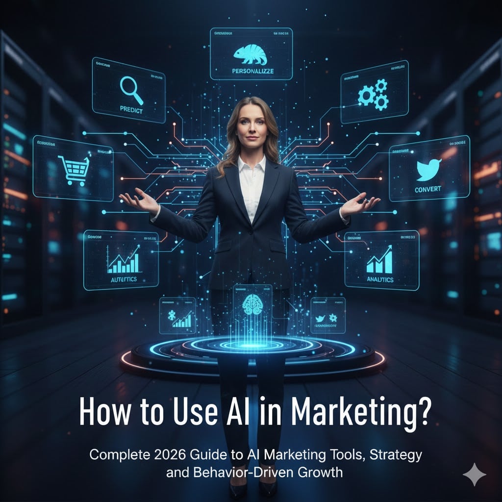 How to use AI in marketing 2026 - Complete guide to AI marketing tools, strategy, prediction, automation, personalization, and behavior-driven growth. Expert guide by Nima Saraeian, AI Marketing Specialist.